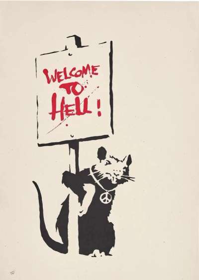 Welcome To Hell (red) - Unsigned Print by Banksy 2004 - MyArtBroker