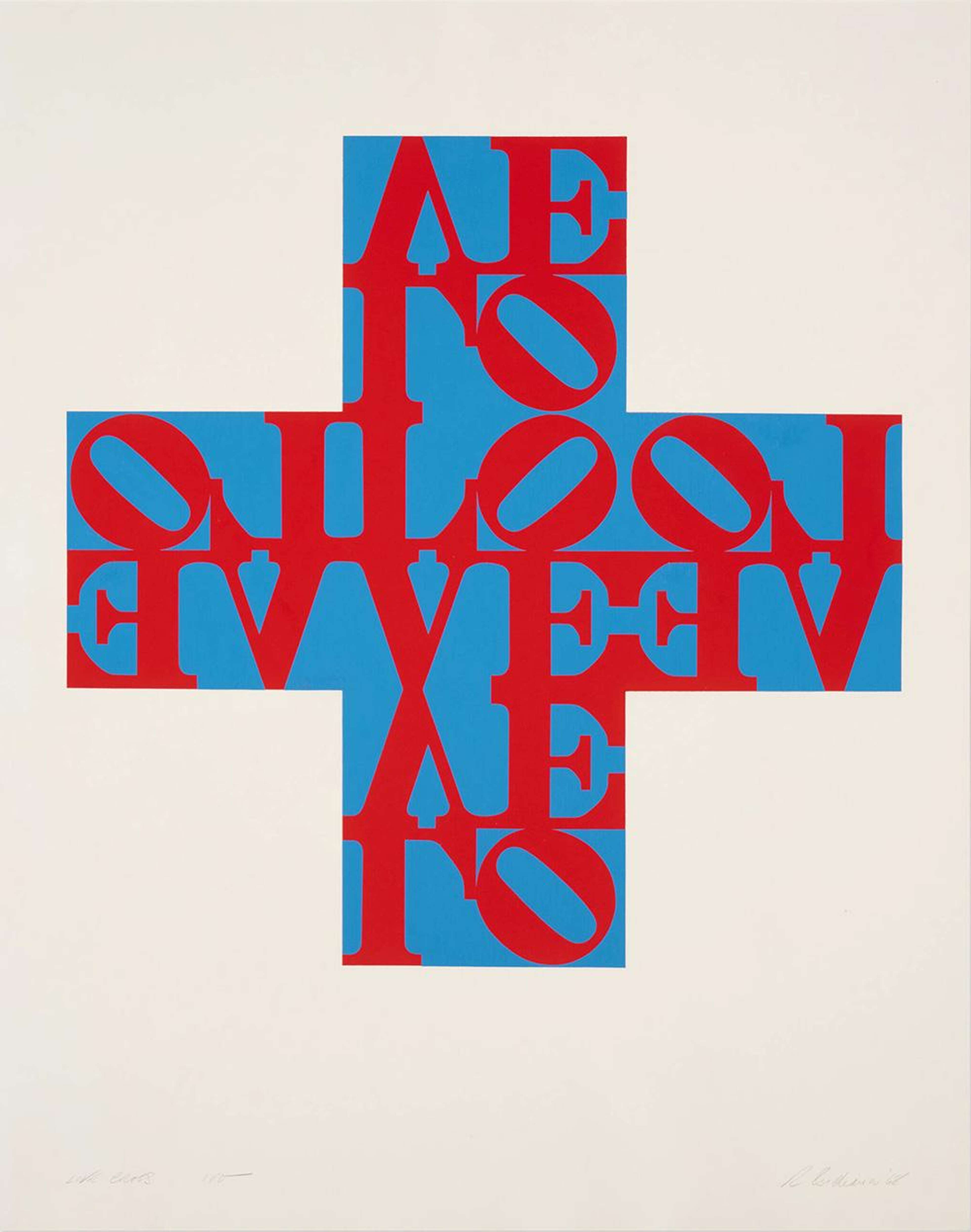Love Cross (red and blue) - Signed Print by Robert Indiana 1968 - MyArtBroker