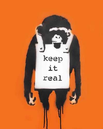Keep It Real (orange) - Unsigned Spray Paint by Banksy 2002 - MyArtBroker