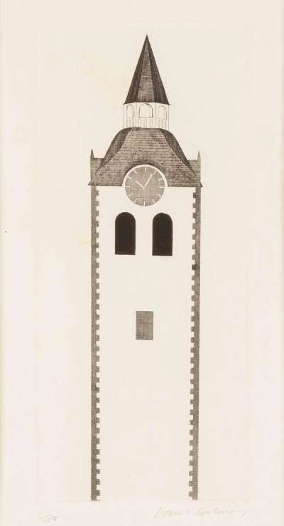 The Church Tower And The Clock - Signed Print by David Hockney 1969 - MyArtBroker