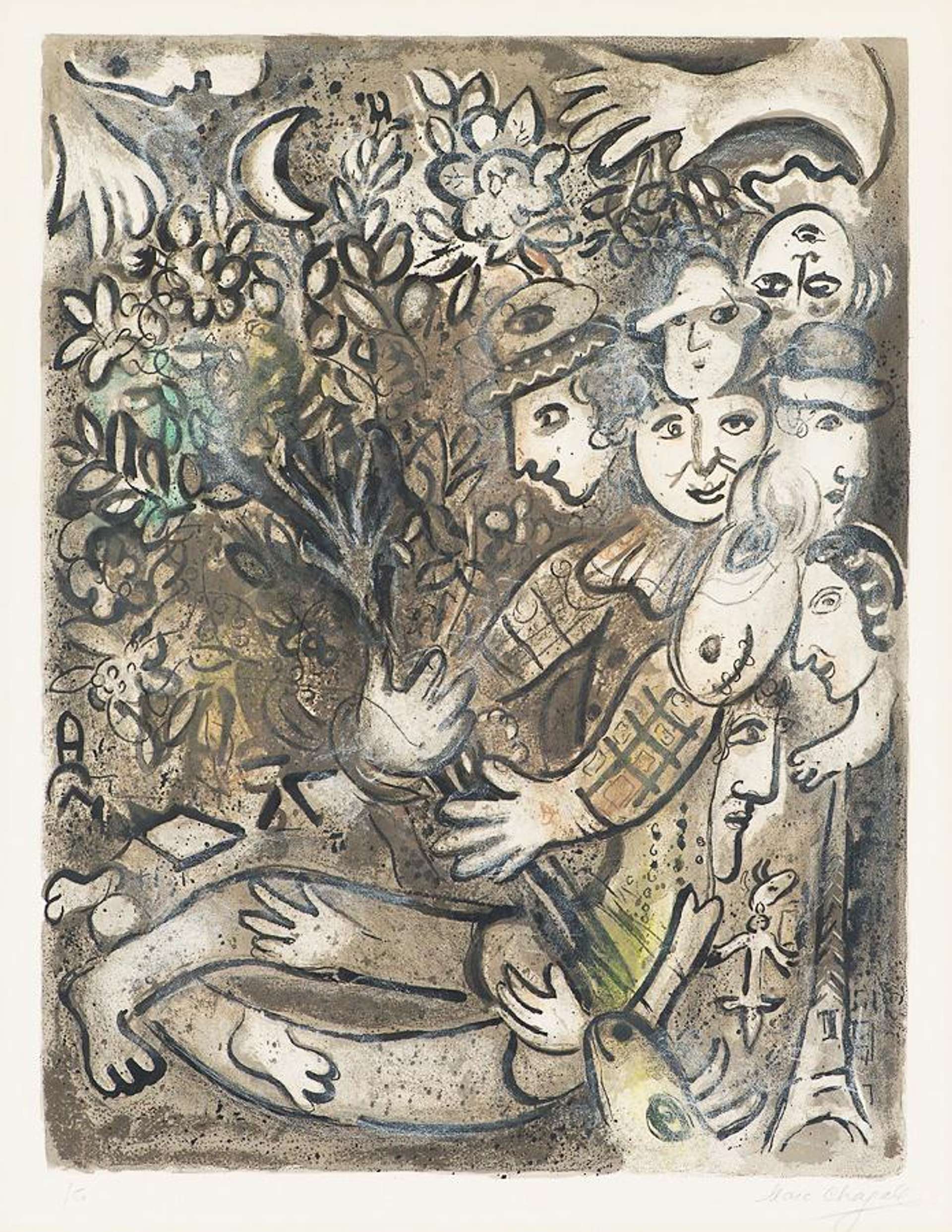 Marc Chagall: La Famille Arlequin - Signed Print