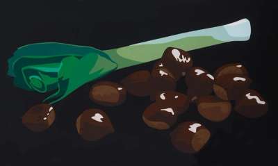 Julian Opie: Still Life With Chestnuts And Leek - Signed Print