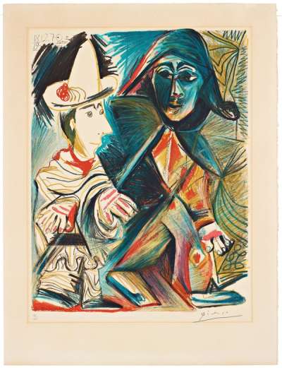 Le Clown Et L'Harlequin - Signed Print by Pablo Picasso 1971 - MyArtBroker