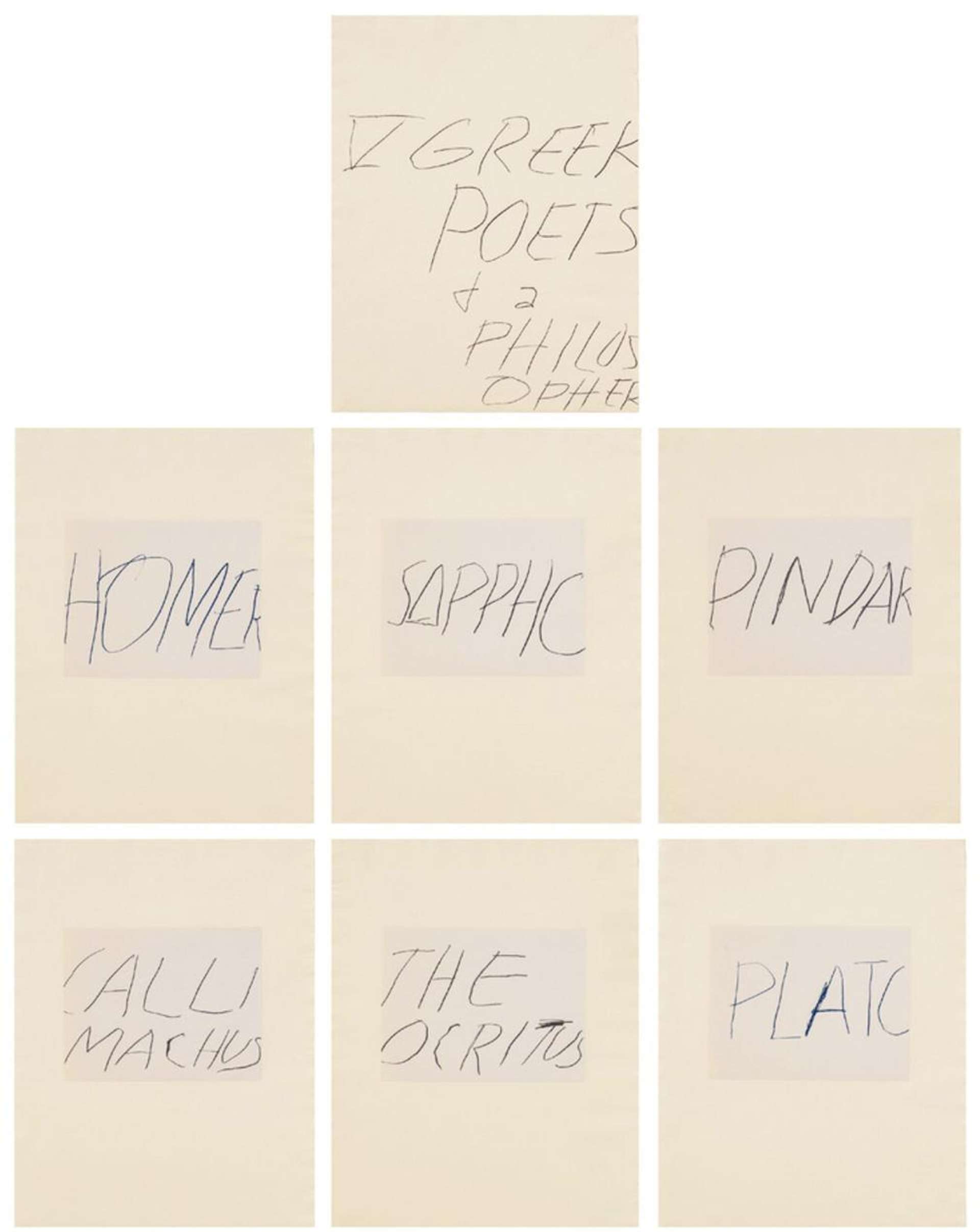 Five Greek Poets And A Philosopher (complete set) - Signed Print by Cy Twombly 1978 - MyArtBroker
