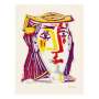 Pablo Picasso: Portrait De Jacqueline Au Chapeau De Paille Multicolore - Signed Print