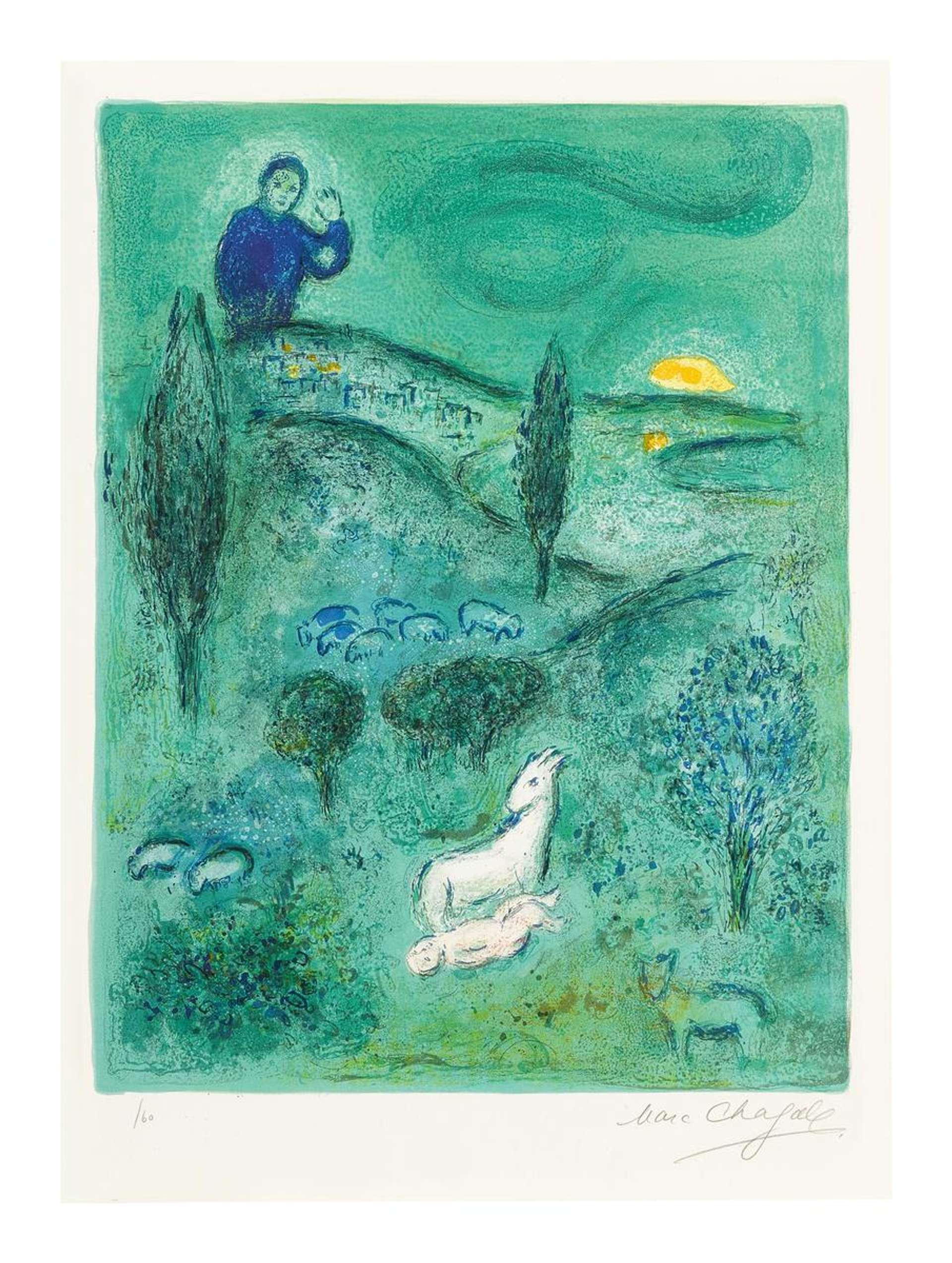 Marc Chagall: Découverte De Daphnis Par Lamon - Signed Print