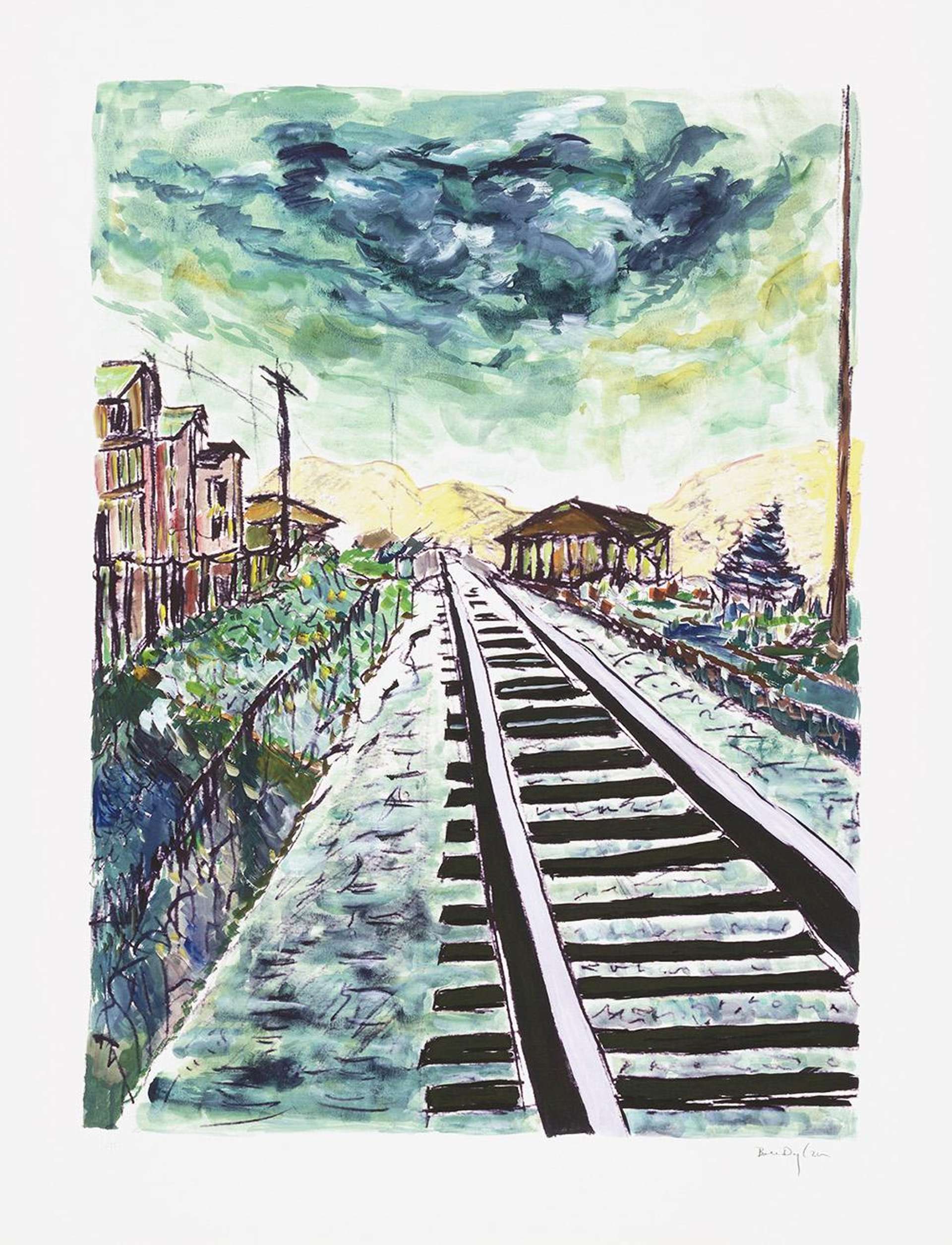 Train Tracks Green (2020) - Signed Print by Bob Dylan 2020 - MyArtBroker