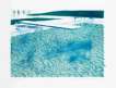 Lithograph Of Water Made Of Lines With Two Light Blue Washes - Signed Print