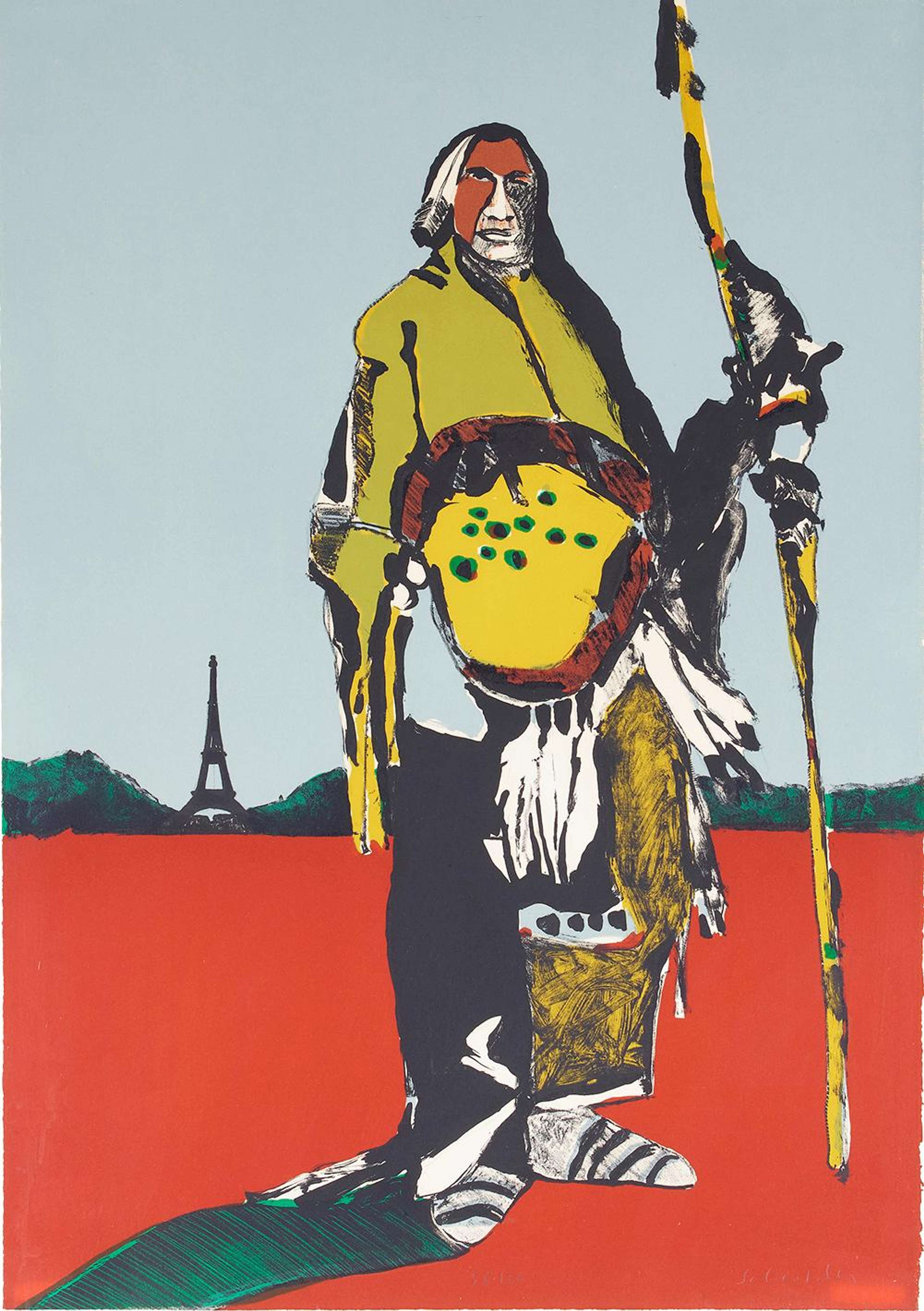 Indian In Paris - Signed Print by Fritz William Scholder 1976 - MyArtBroker