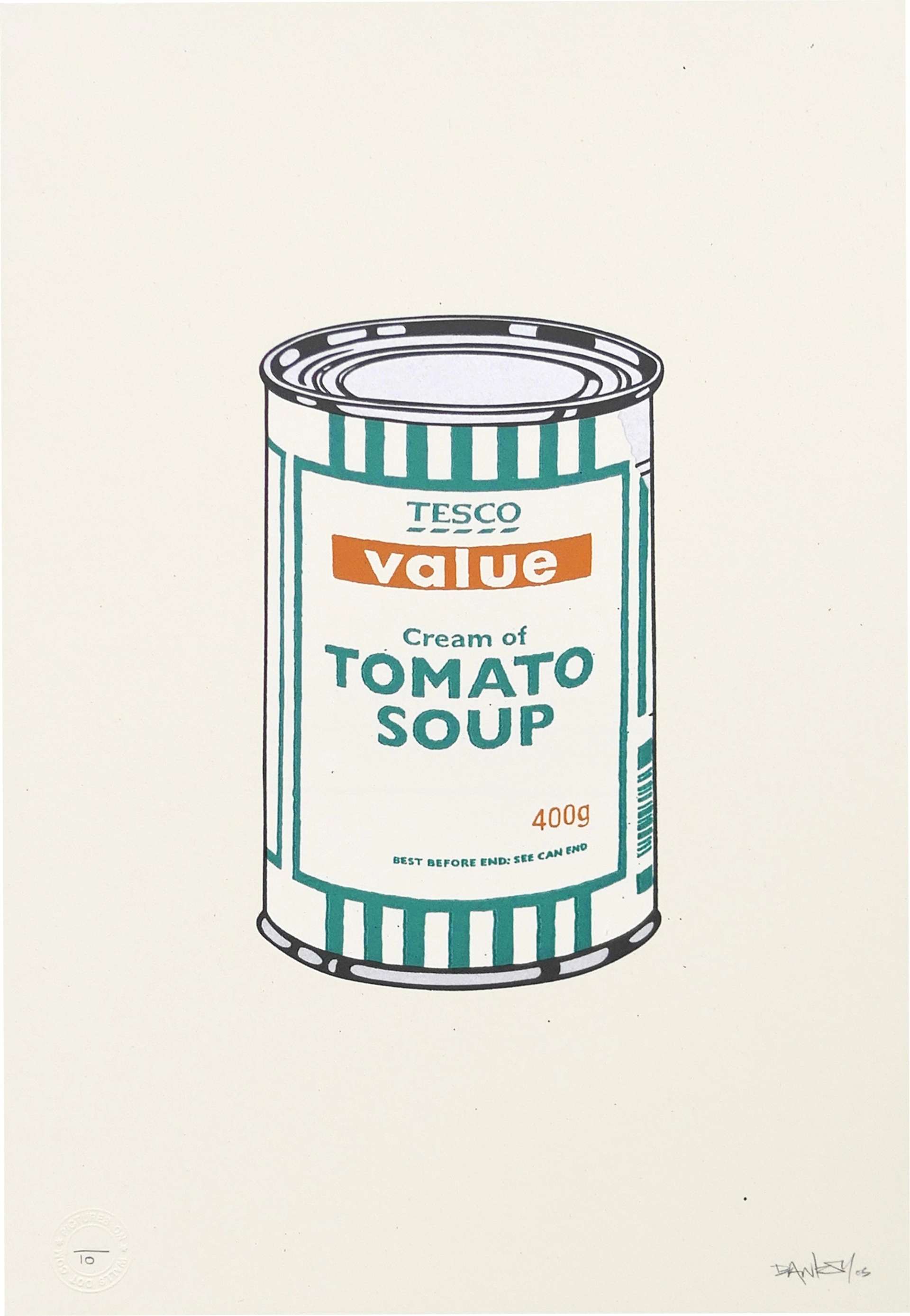 Soup Can (white, emerald and tan) - Signed Print by Banksy 2005 - MyArtBroker