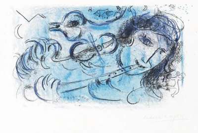 Marc Chagall: Le Joueur De Flute - Signed Print