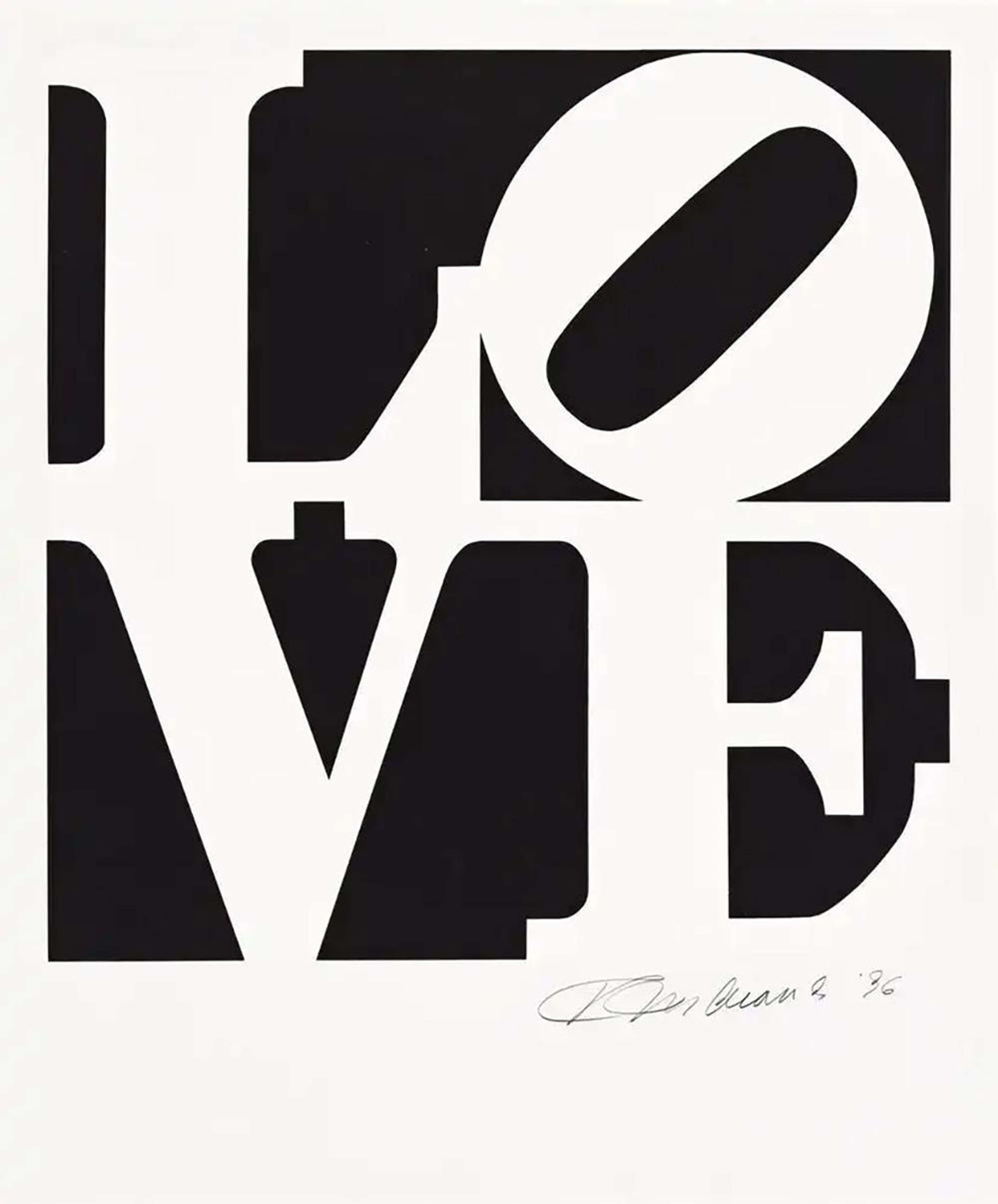 The Book Of Love (white and black) - Signed Print by Robert Indiana 1996 - MyArtBroker