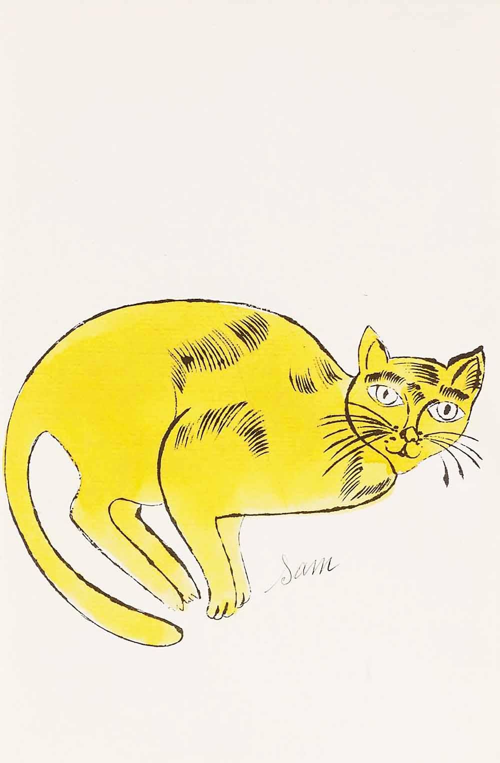 Cat from 25 cats name Sam (Red) by Andy Warhol Art Print