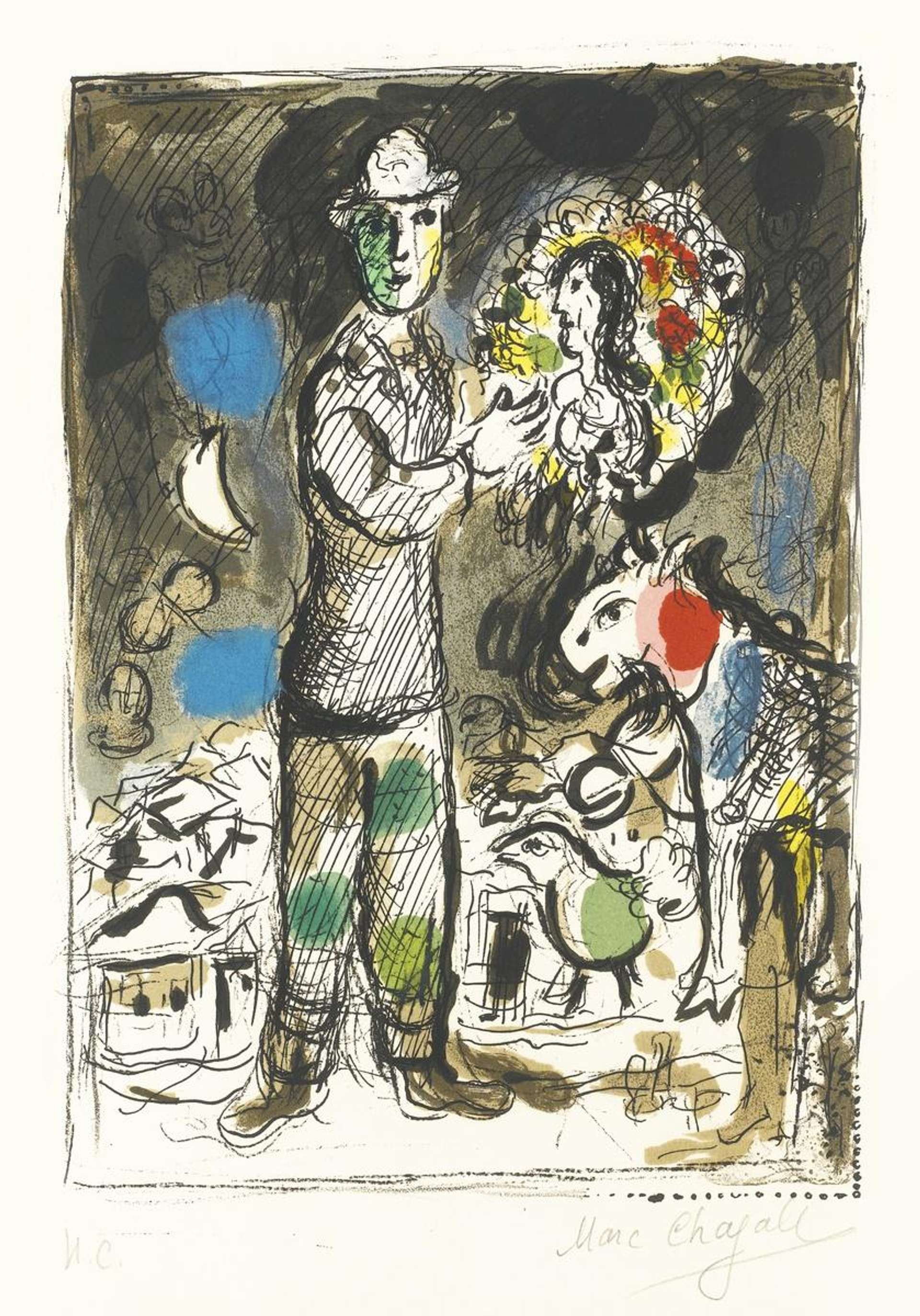 Paysan Au Bouquet - Signed Print by Marc Chagall 1968 - MyArtBroker
