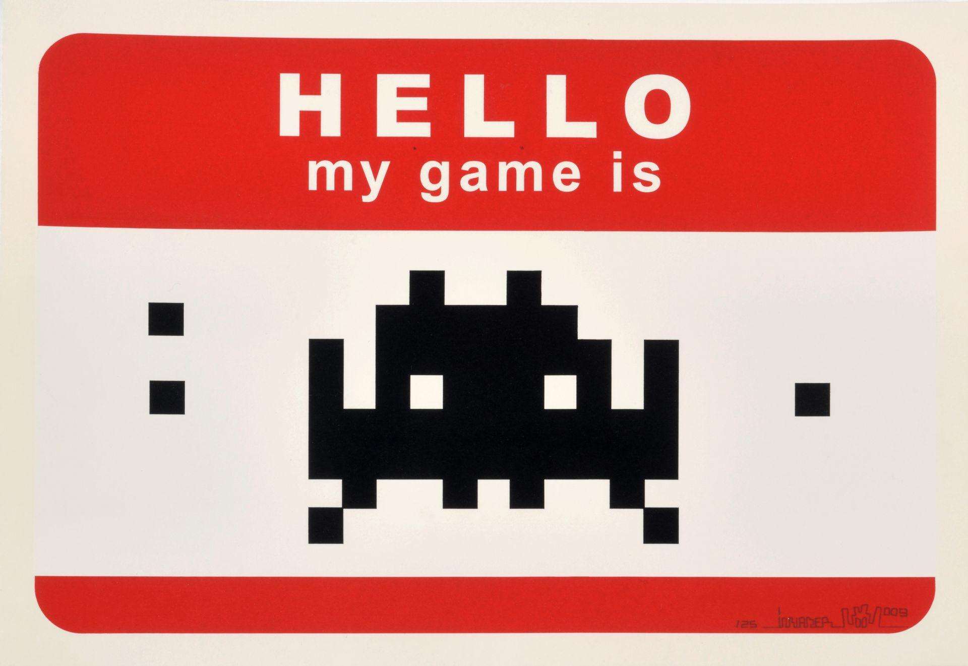 Hello My Game Is (red) - Signed Print by Invader 2009 - MyArtBroker