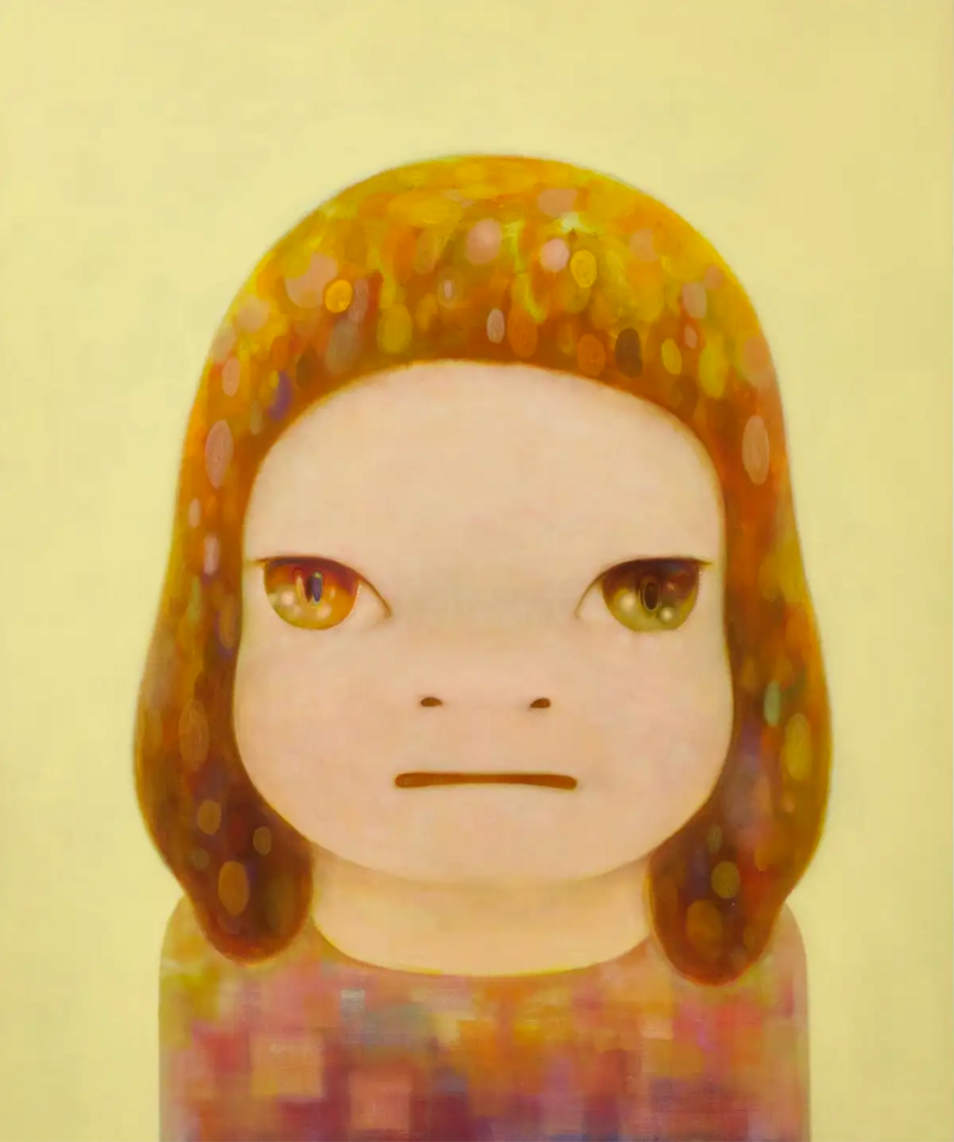Yoshitomo Nara’s Oddly Cozy: Girl with expressive face staring