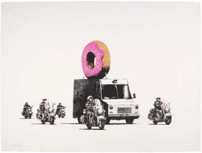 Banksy: Donuts, Strawberry (hand finished) - Signed Print