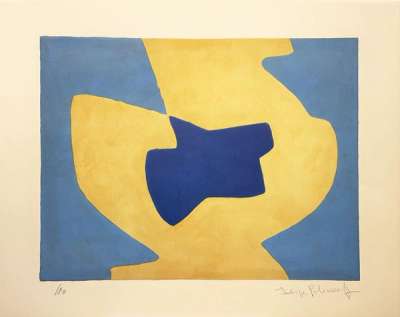 Composition Bleue Et Jaune - Signed Print by Serge Poliakoff 1968 - MyArtBroker