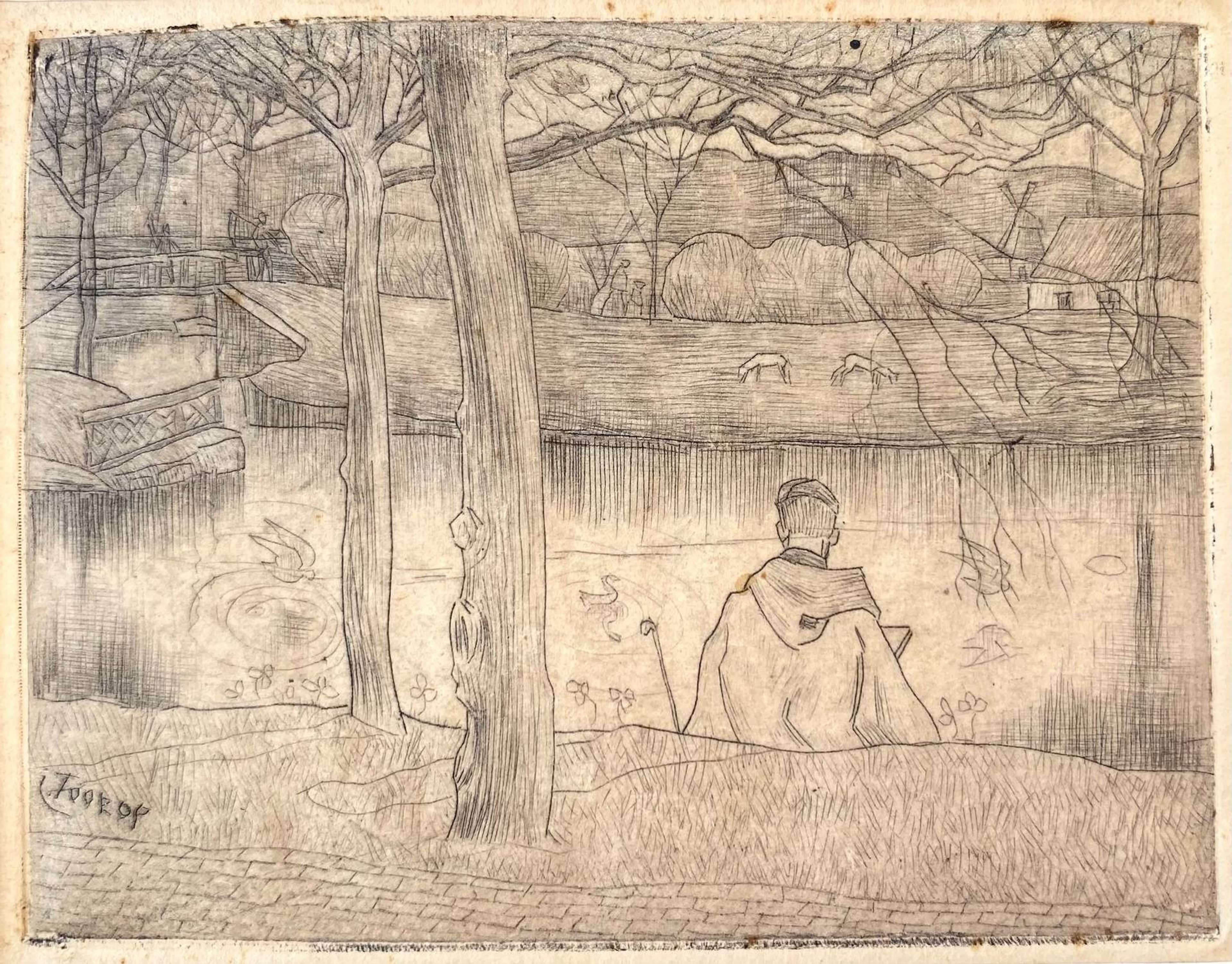 Kanaal Met Schilder - Unsigned Print by Jan Toorop 1895 - MyArtBroker