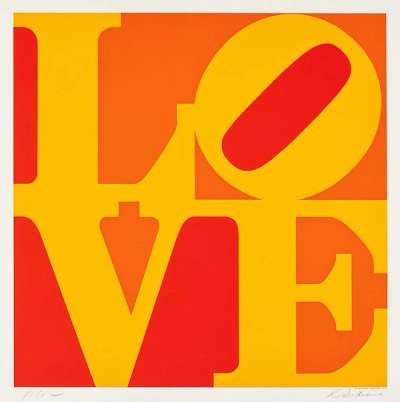 Golden Love (yellow, red and orange) - Signed Print by Robert Indiana 1973 - MyArtBroker
