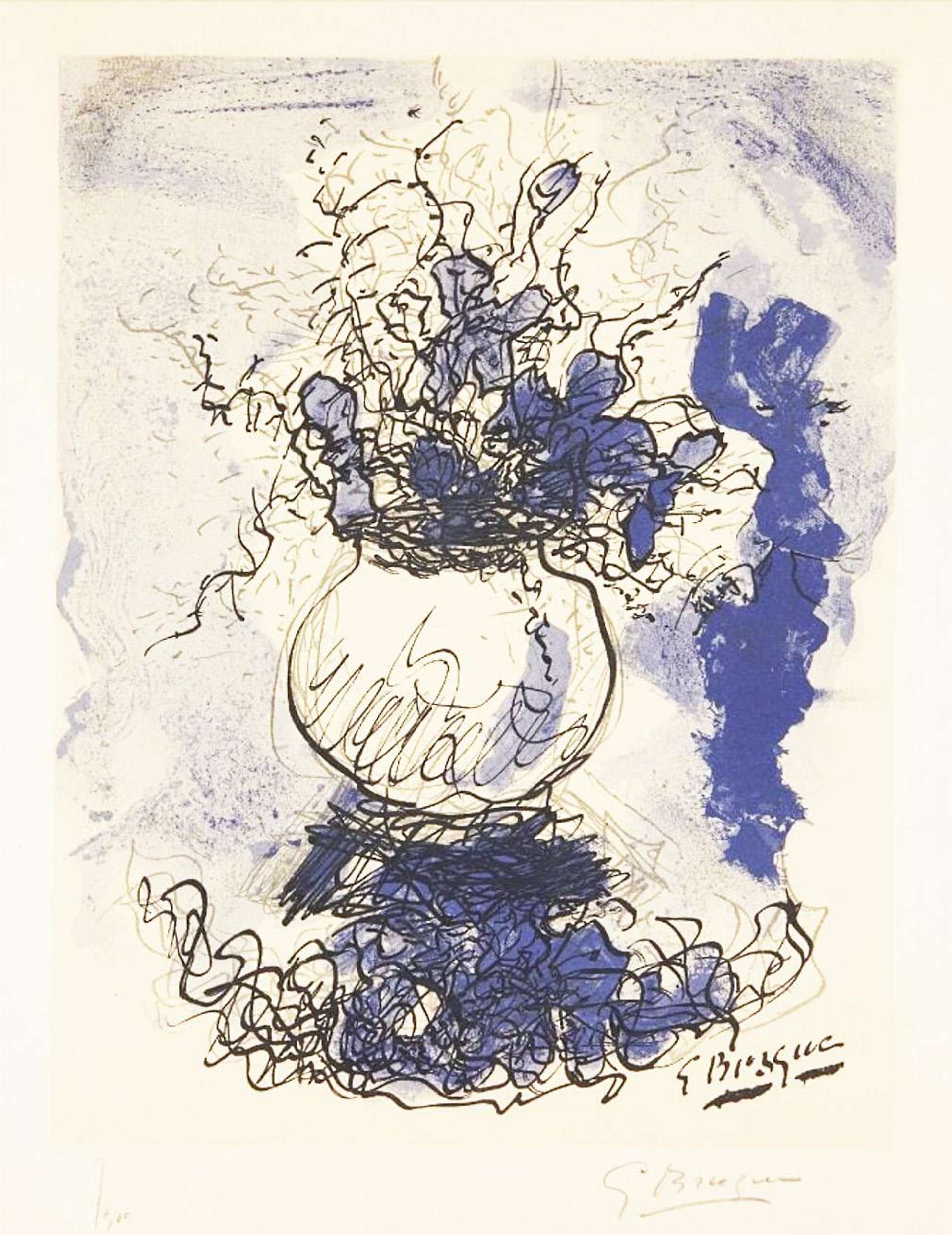Bouquet Fleurs À L'Aquarelle - Signed Print by Georges Braque 1957 - MyArtBroker