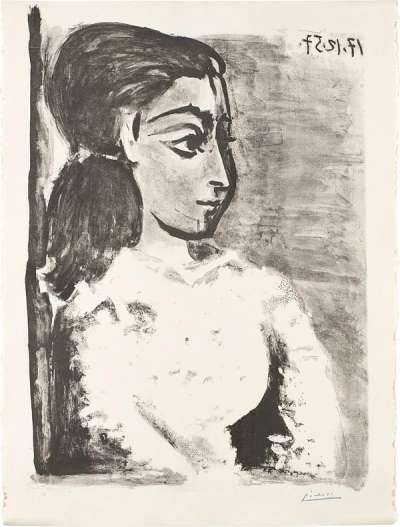 Buste De Femme Au Corsage Blanc, Jacqueline De Profil - Signed Print by Pablo Picasso 1957 - MyArtBroker