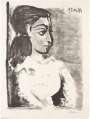 Pablo Picasso: Buste De Femme Au Corsage Blanc, Jacqueline De Profil - Signed Print
