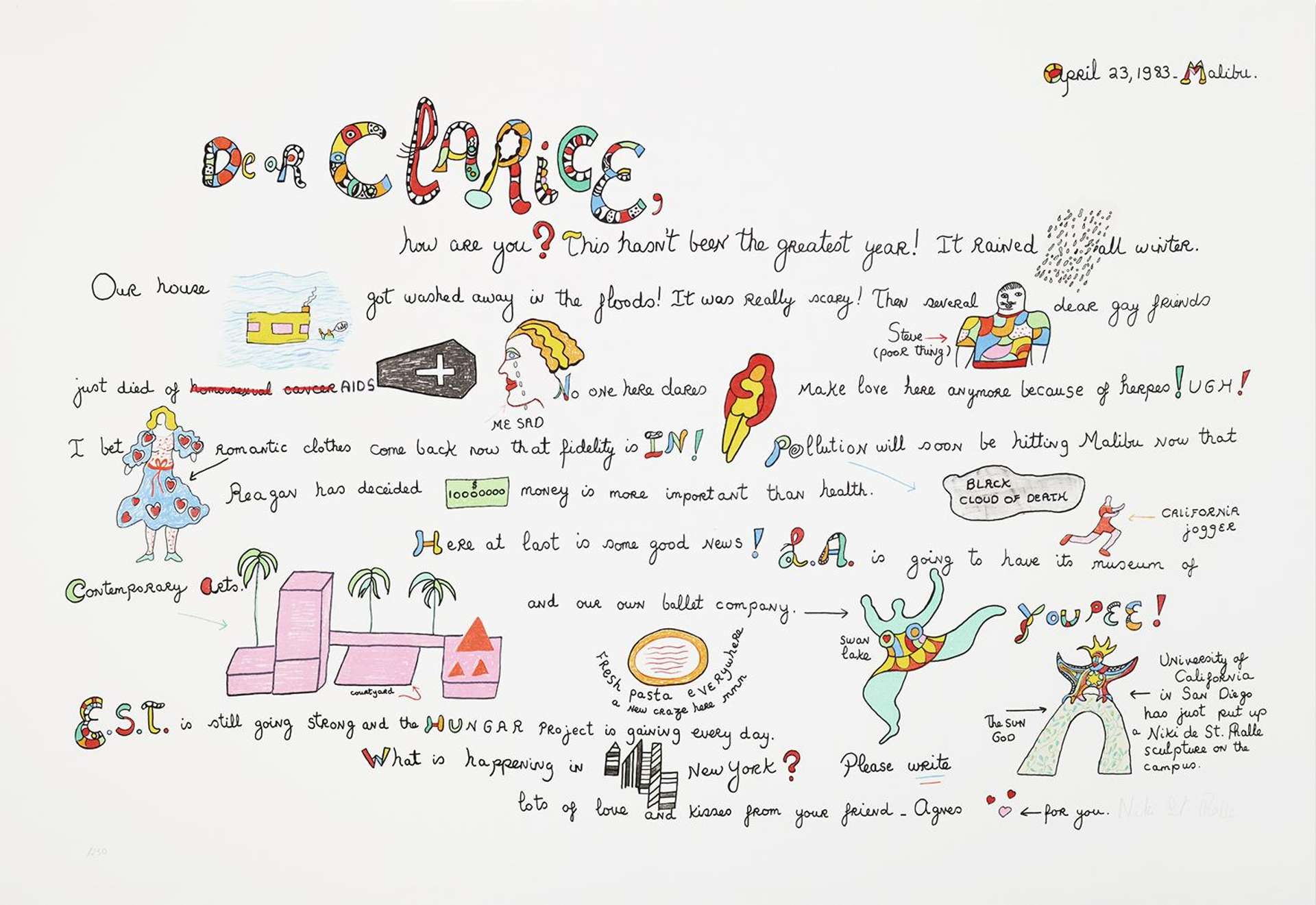 Dear Clarice - Signed Print by Niki de Saint Phalle 1983 - MyArtBroker