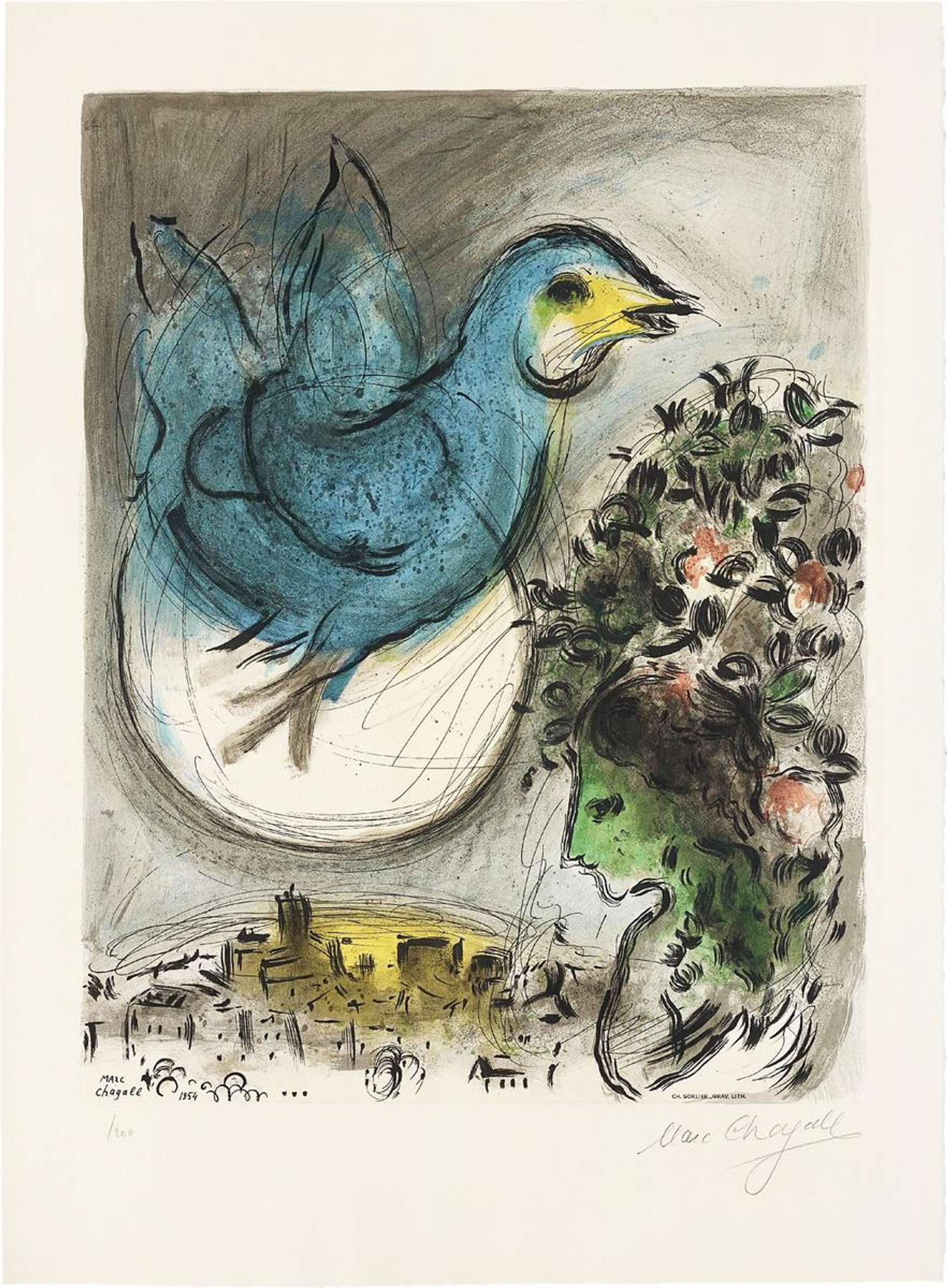 Oiseau Bleu - Signed Print by Marc Chagall 1968 - MyArtBroker