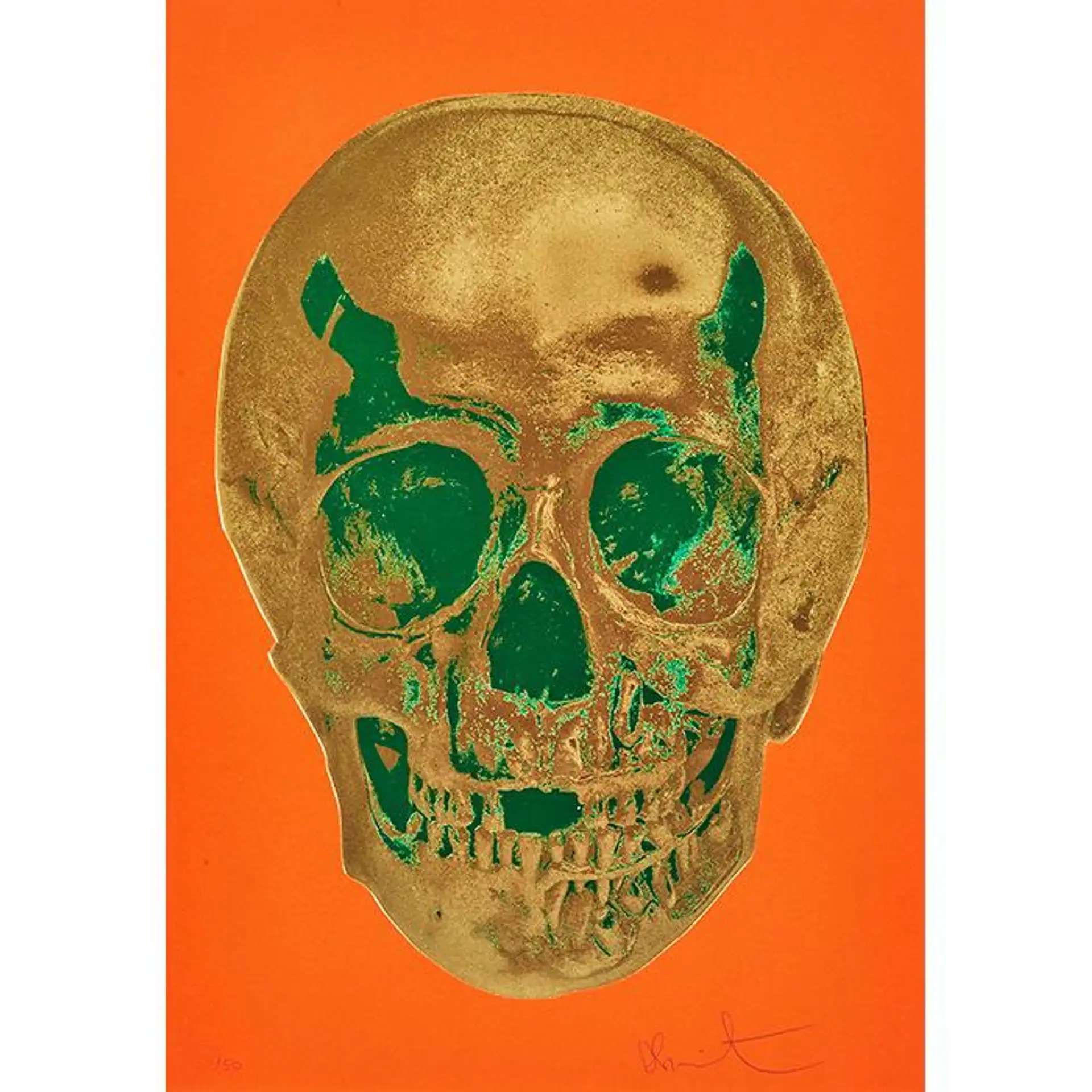 Till Death Do Us Part (bright orange african gold emerald) by Damien Hirst