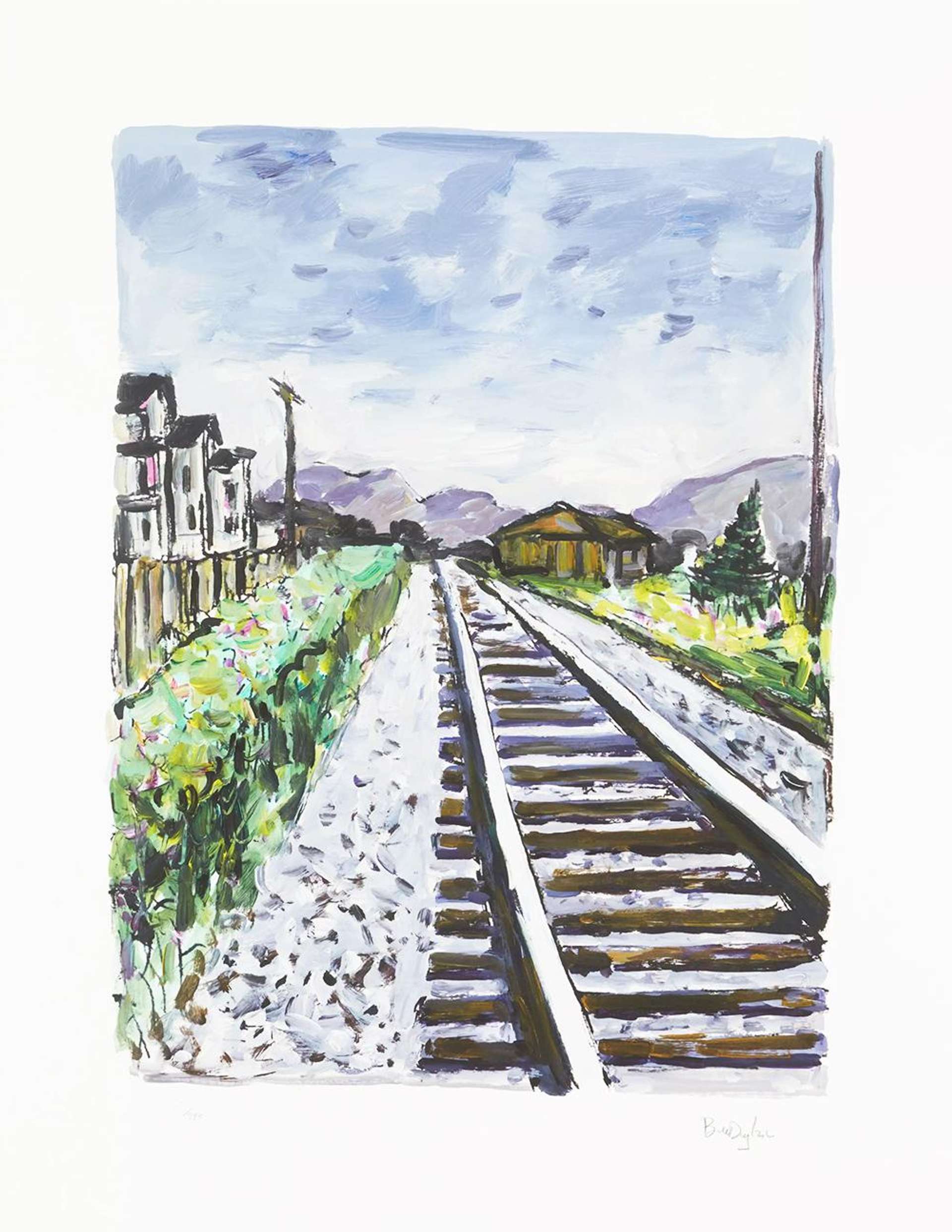Train Tracks Grey (2018) - Signed Print by Bob Dylan 2018 - MyArtBroker