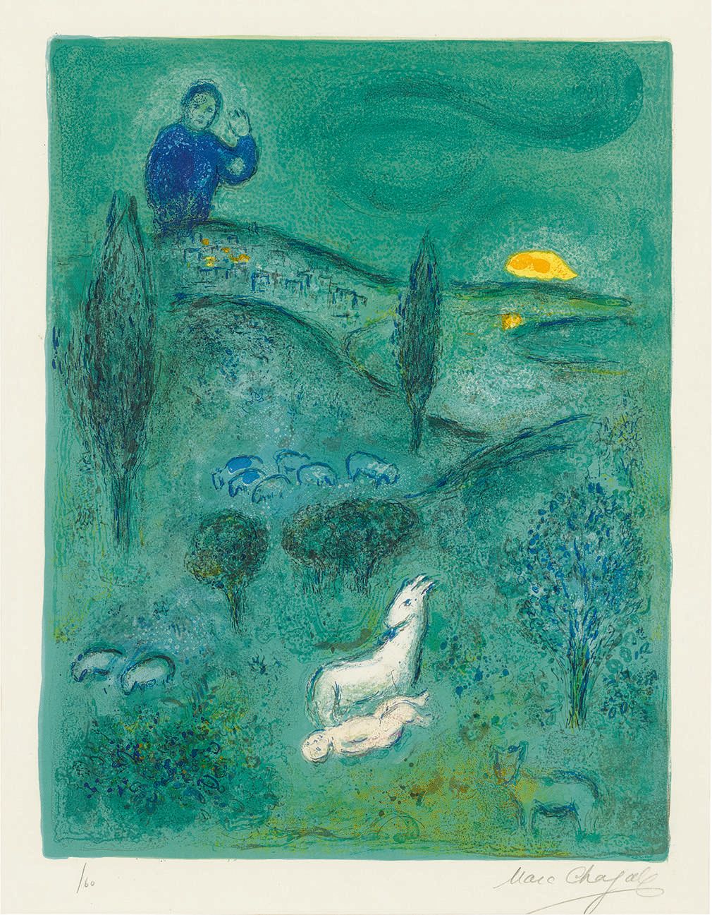 Marc Chagall、Daphnis And Chloe（9） 130: MARC CHAGALL, Daphnis et Chloé au Bord de la Fontaine