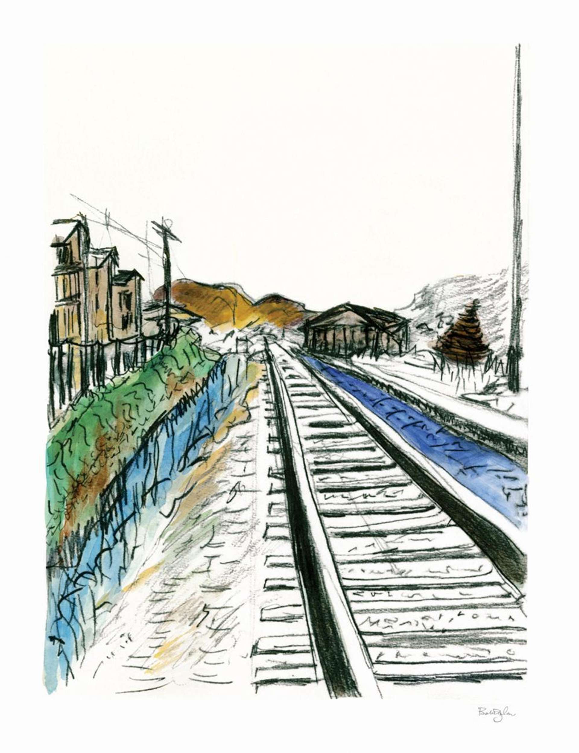 Train Tracks White (2012) - Signed Print by Bob Dylan 2012 - MyArtBroker