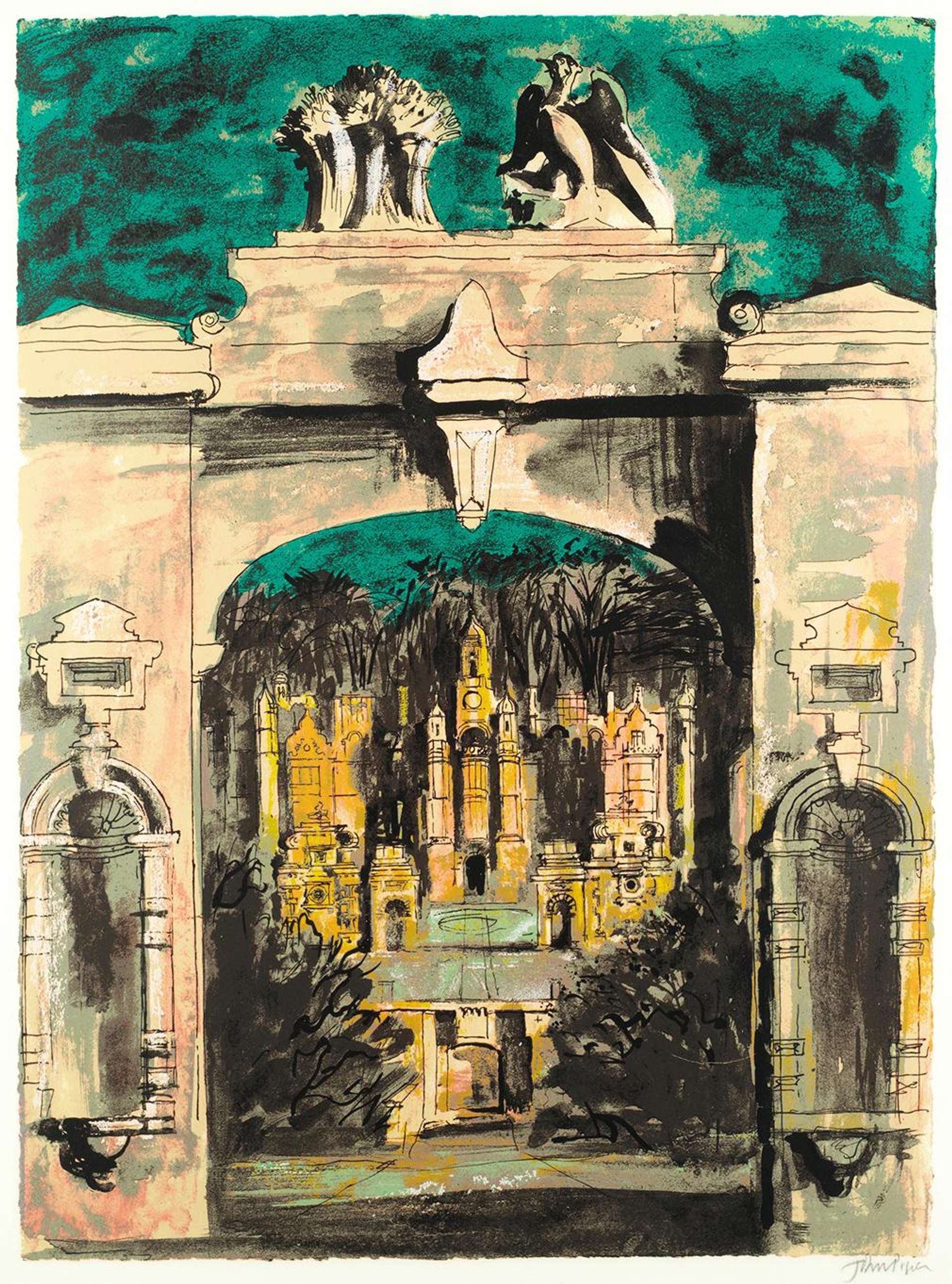 Harlaxton Through The Gate - Signed Print by John Piper 1977 - MyArtBroker