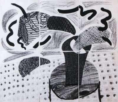 Black Plant On Table - Signed Print by David Hockney 1986 - MyArtBroker