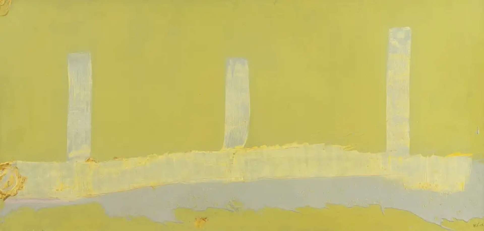 Helen Frankenthaler’s Hermes. An abstract expressionist relief print of an abstract yellow landscape. 
