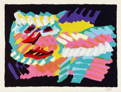 Pink Cat - Signed Print by Karel Appel 1978 - MyArtBroker