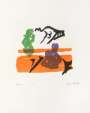 Henry Moore: Violet Torso On Orange Stripes - Signed Print