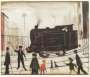 L S Lowry: Level Crossing With Train - Signed Print