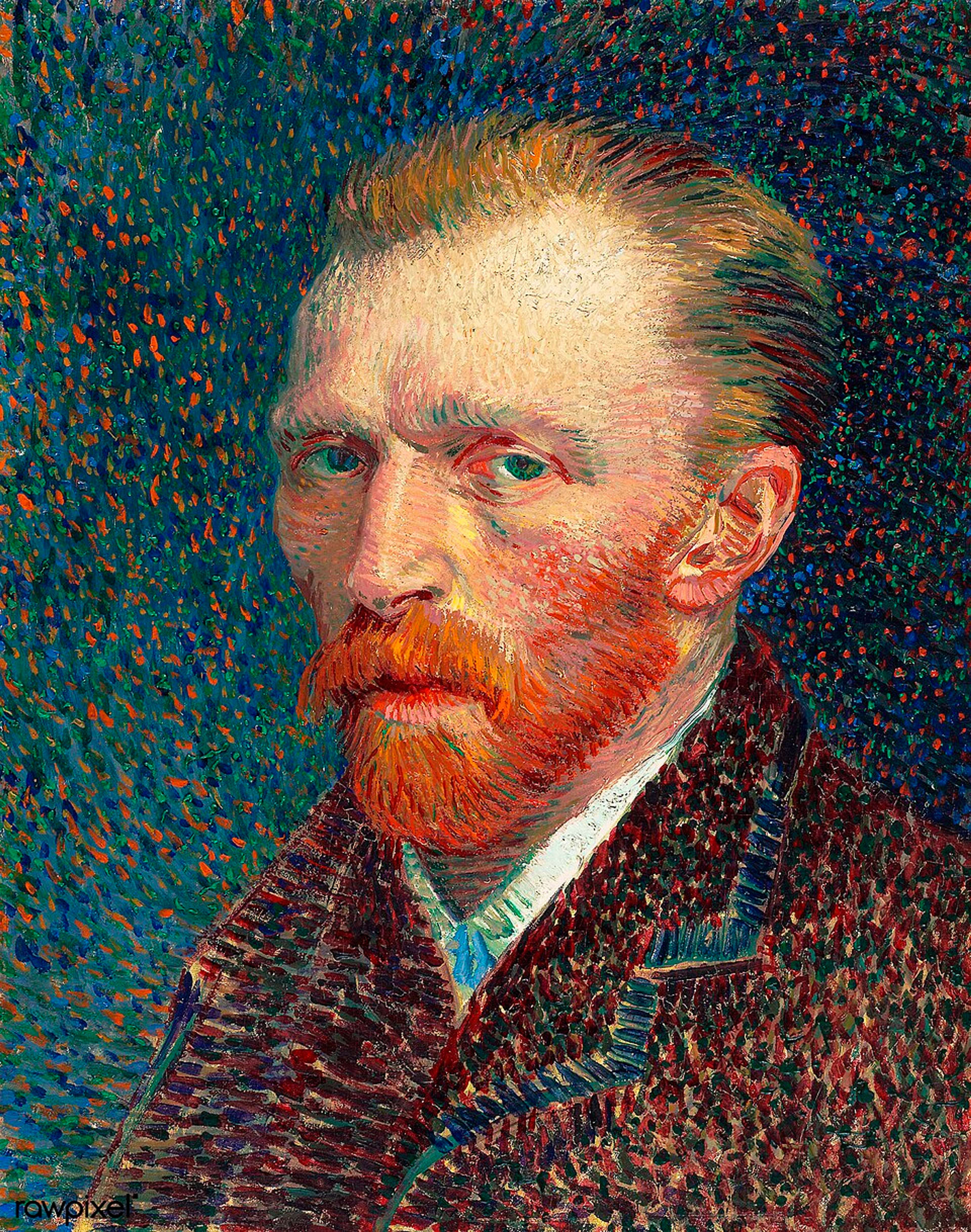 A painted portrait of Vincent van Gogh