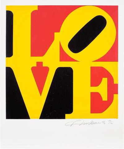 The Book Of Love (yellow, black and red) - Signed Print by Robert Indiana 1996 - MyArtBroker