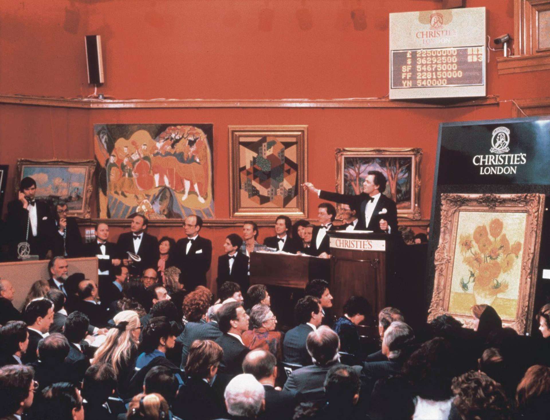 Image © Christie's / Christie's London 1987 - record breaking sale of Van Gogh's Sunflowers for £22.5million