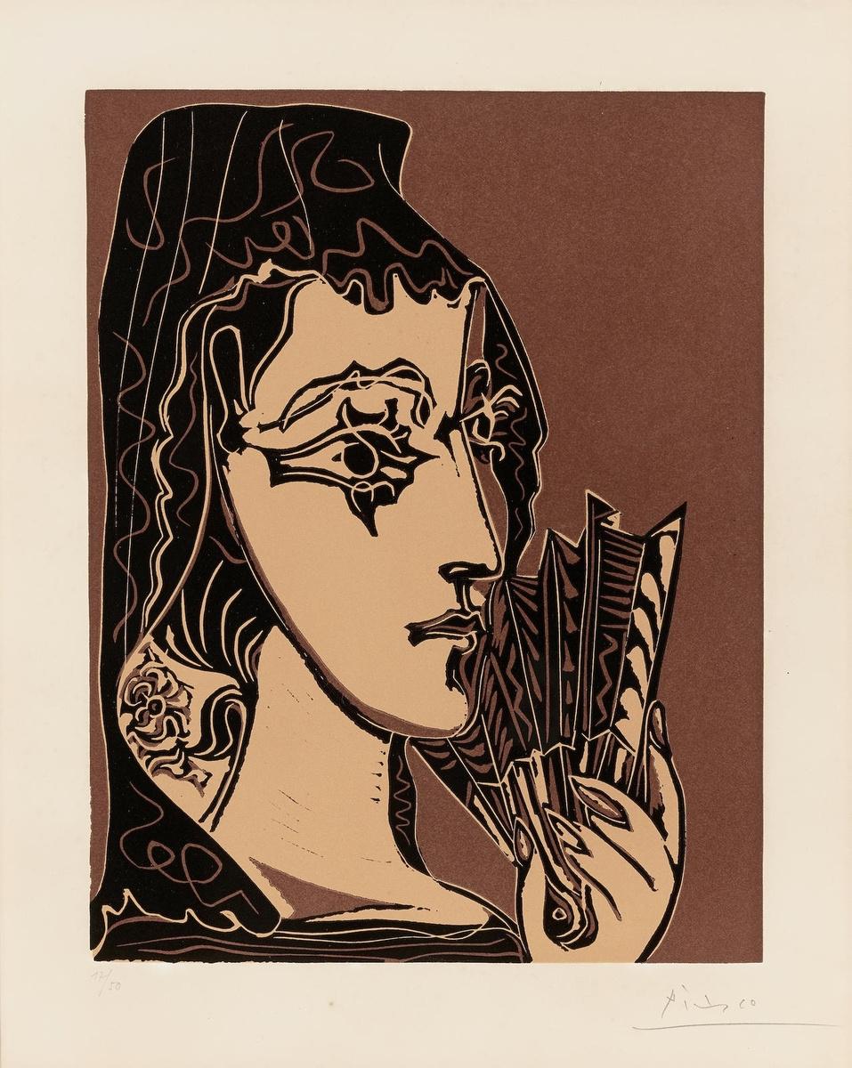 Pablo Picasso Portrait De Jacqueline En Carmen (Signed Print