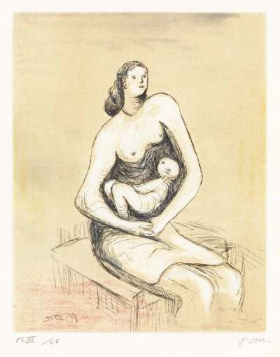 Mother And Child III - Signed Print by Henry Moore 1983 - MyArtBroker