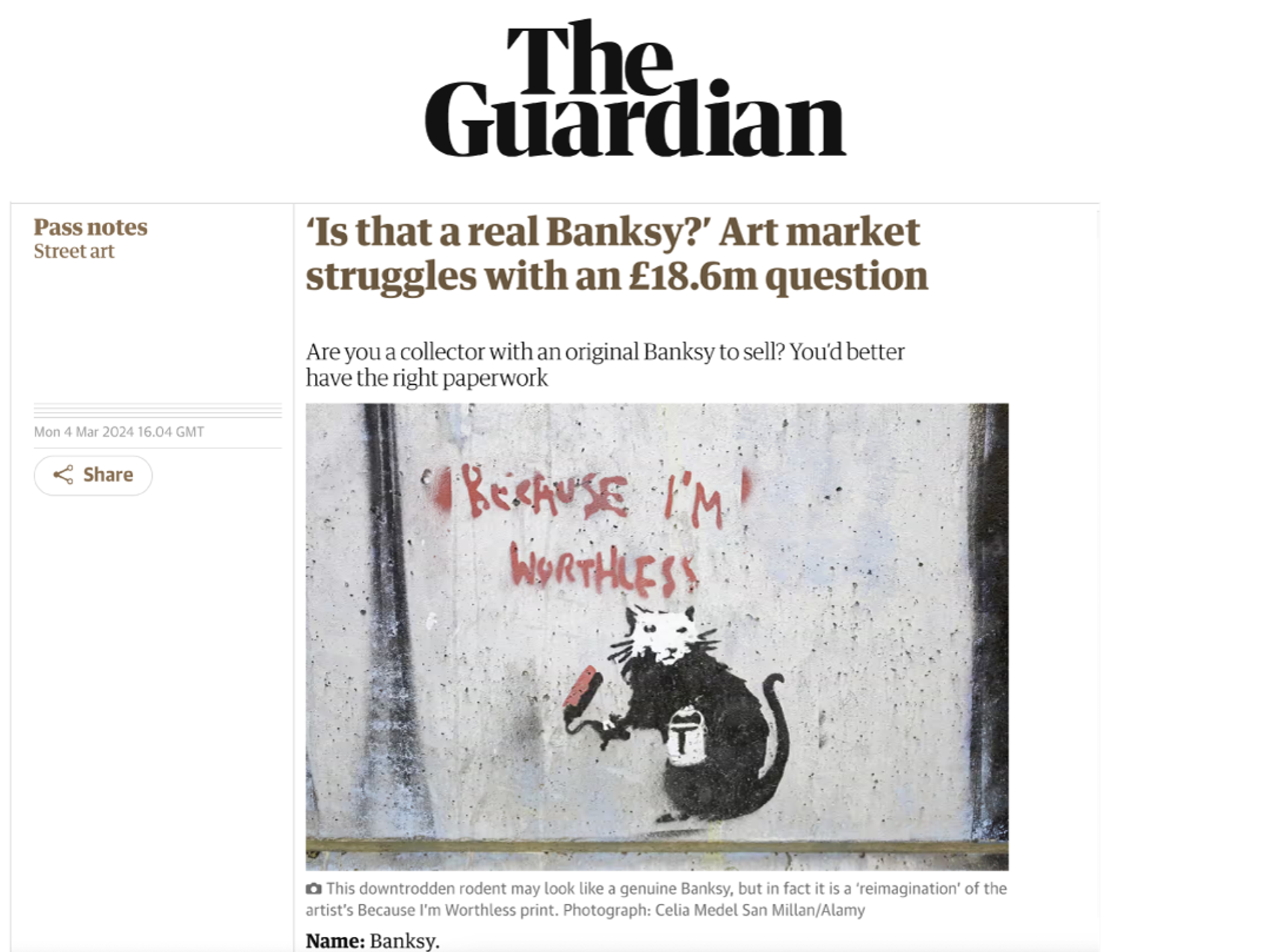 The Guardian Banksy