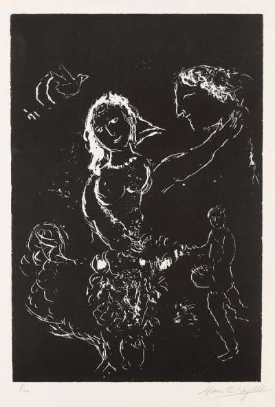 Blanc Sur Noir - Signed Print by Marc Chagall 1972 - MyArtBroker