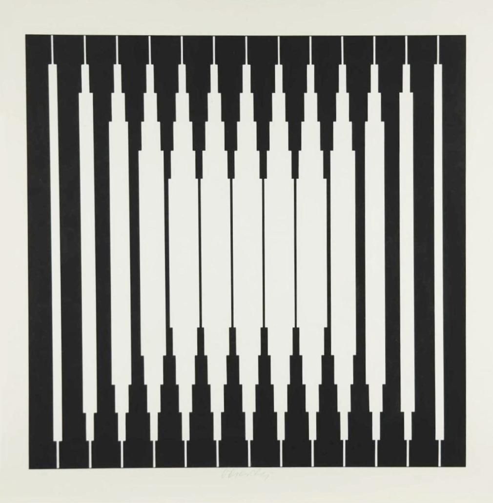 Victor Vasarely Zebra Couple (Silver) (Signed Print) 1987