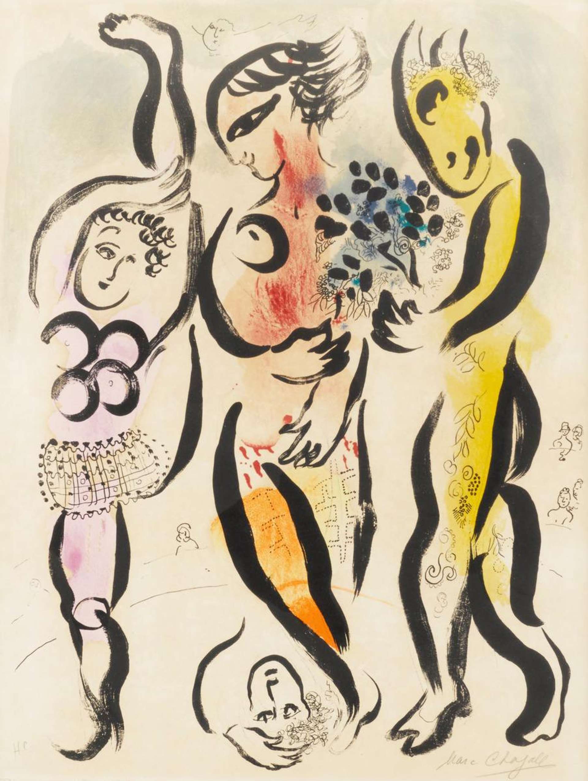 Les Trois Acrobates - Signed Print by Marc Chagall 1956 - MyArtBroker