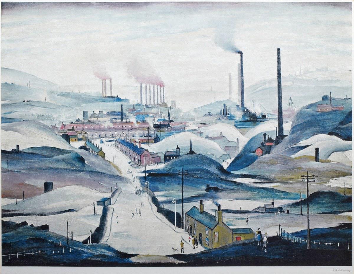 L S Lowry Industrial Panorama (Signed Print) 1972