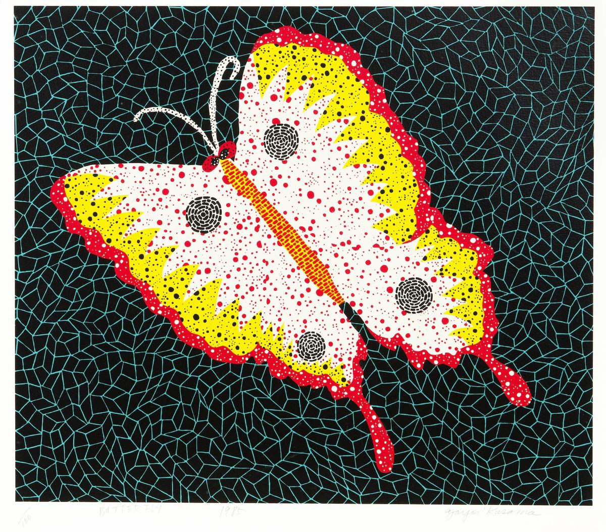 Yayoi Kusama Butterfly, Kusama 81 (Signed Print) 1985